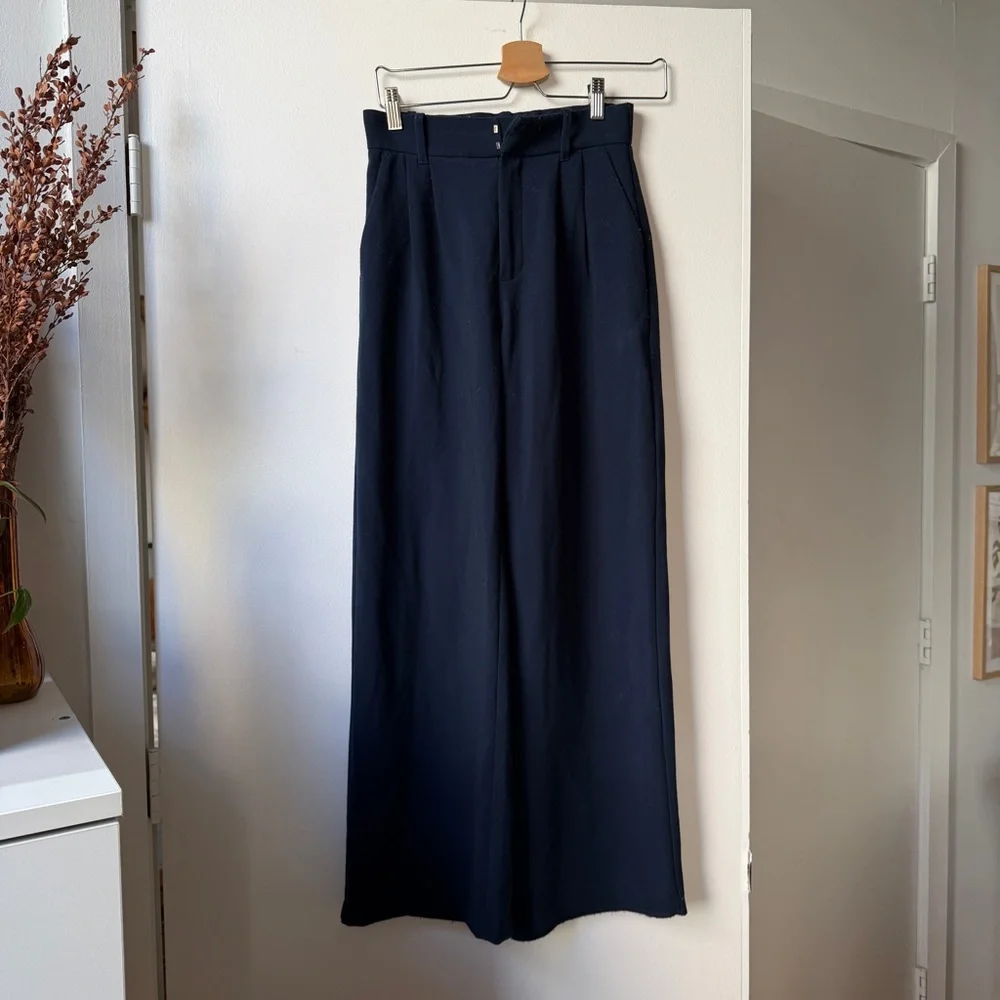 Abercrombie & Fitch Navy Wide-Leg Trousers - Picture 1 of 7